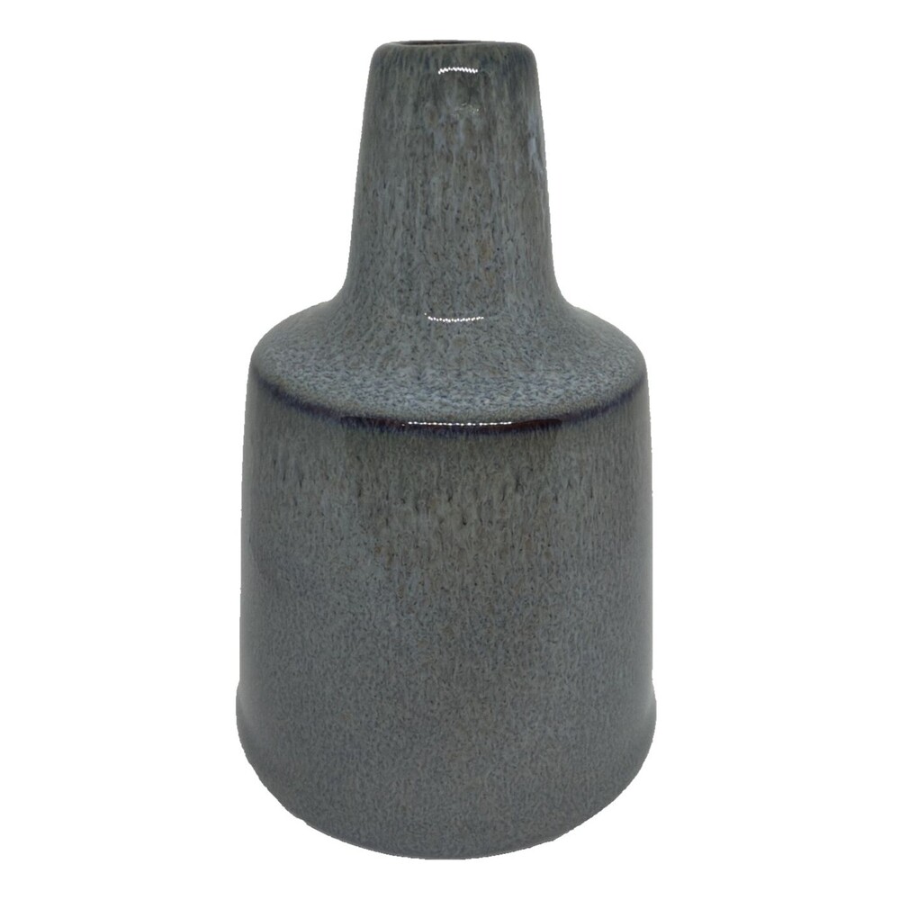 Unbranded Grey Blue Ceramic Vase 6" Bottle Neck Cracked Glaze Modern Farmhouse